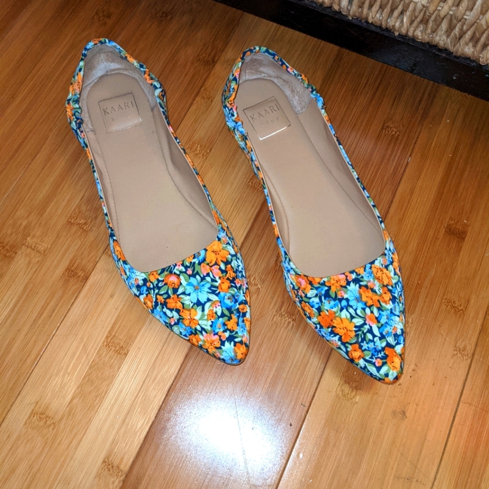 -KAARI blue- Pointed toe✨Floral🏵️Flats🥿